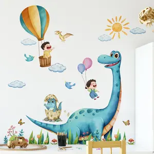 Cartoon Dinosaur Pattern Wall Sticker, Colorful Butterfly Wall Decal, Flower Wall Decor for Nursery & Playroom, DIY Vinyl Mural Art, Graphic Decal
