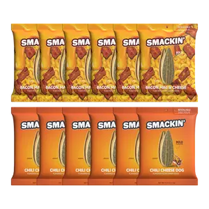 SMACKIN' Sunflower Seeds - FLAVOR LAB DUO - CHILI CHEESE DOG - BACON MAC & CHEESE - LIMITED EDITION SAMPLER PACK, 12 Total 4 OZ. Bags