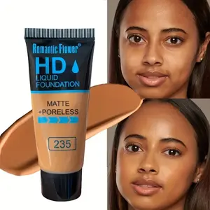 Matte Poreless Liquid Foundation & Concealer - Waterproof, Lightweight Cosmetic with Contouring Effect, Covers Spots & Acne Scars for Daily Flawless Natural Makeup (All Skin Types) Coverage