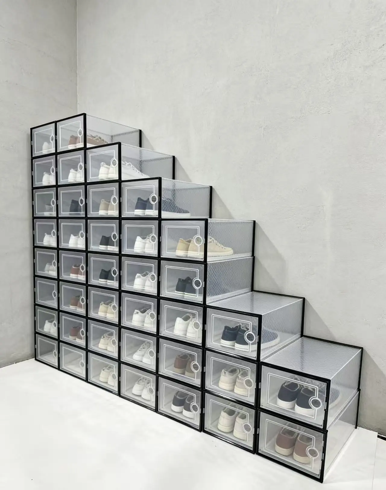 Clear Shoe Storage Boxes, Plastic Stackable Shoe Containers with Lids, Display Sneaker Case Organizer for Closet, Under Bed, Entryway