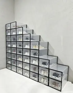 Clear Shoe Storage Boxes, Plastic Stackable Shoe Containers with Lids, Display Sneaker Case Organizer for Closet, Under Bed, Entryway