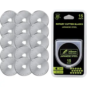 45mm Rotary   15 Pack Fits Olfa, Fiskars, Replacement Rotary  for Arts Crafts Quilting Scrapbooking Sewing,  and Durable