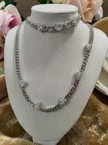 Elegance Set Gargantilla y Pulsera Cristales de Oro laminado silver