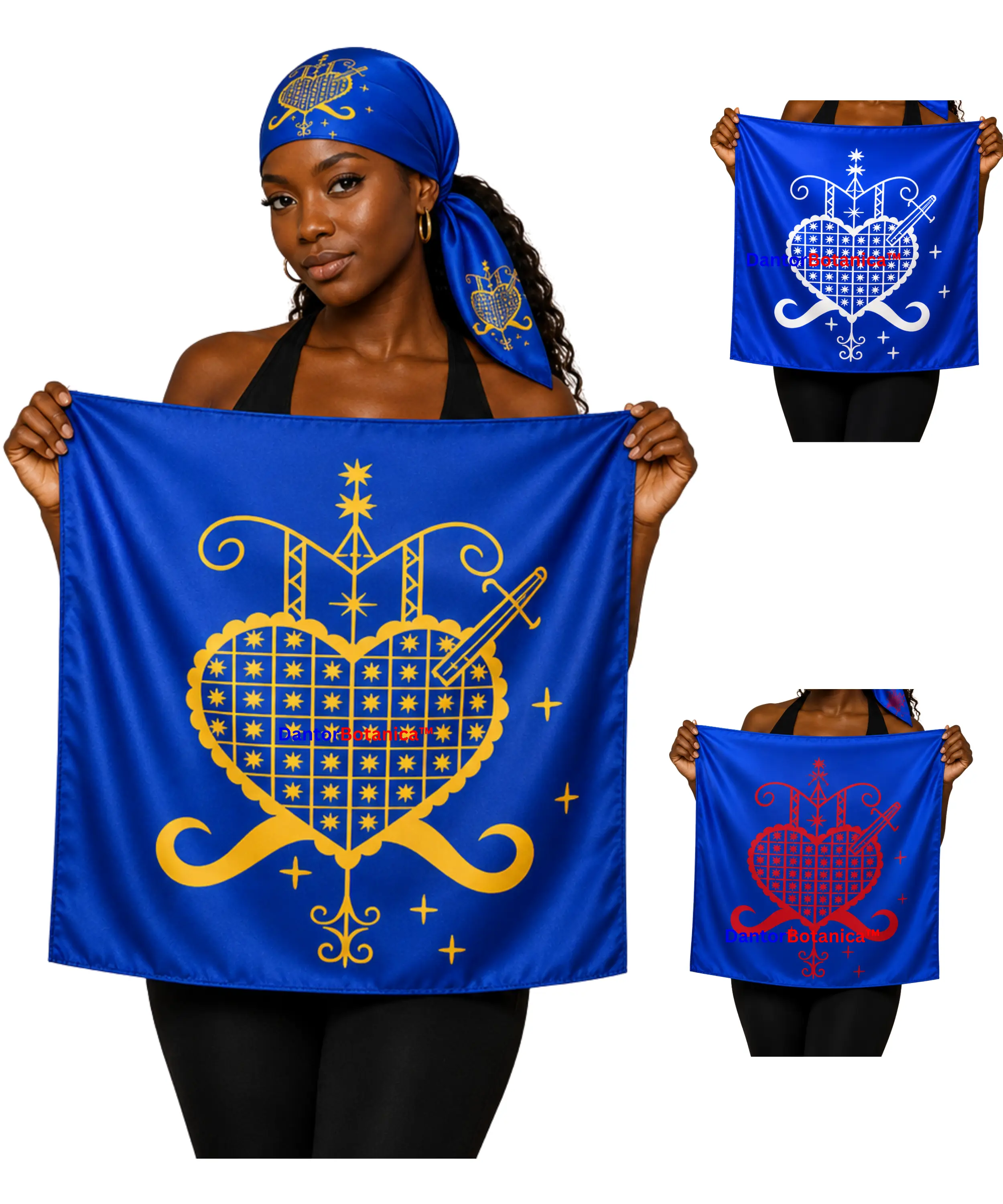 24x24 inches ERZULIE DANTOR Mouchwa Lwa, EZILI DANTOR Mouchwa Lwa Mouchoir BLACK MADONA Lwa Mouchoir Loa Papa Legba Head ScarfOugan Manbo Mambo, Spiritual Scarf Altar Scarf