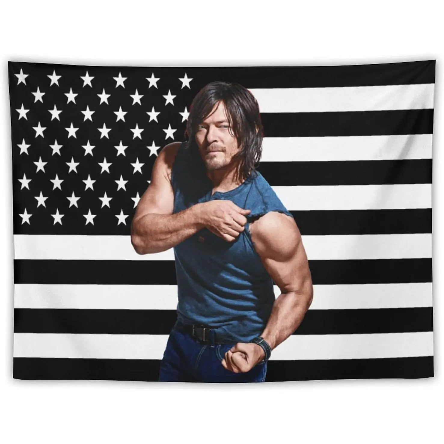 Glam Daryl Star Dixon Print Cotton-Linen Lightweight Tapestry - Multi-Size Cotton Decoration, Strong Watercolour Blush Pink American Flag Wall Hanging (30*40in/60*80in) Home Supplies for College Dorm, Indoor Gift