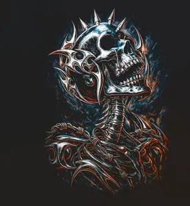 Halftone Skull Design for Black Fabric Ready to Press Heat Transfer DTF Transfer Direct to Film Heat Press Settings 300-320°F Cotton Polyester Firm Press Instructions