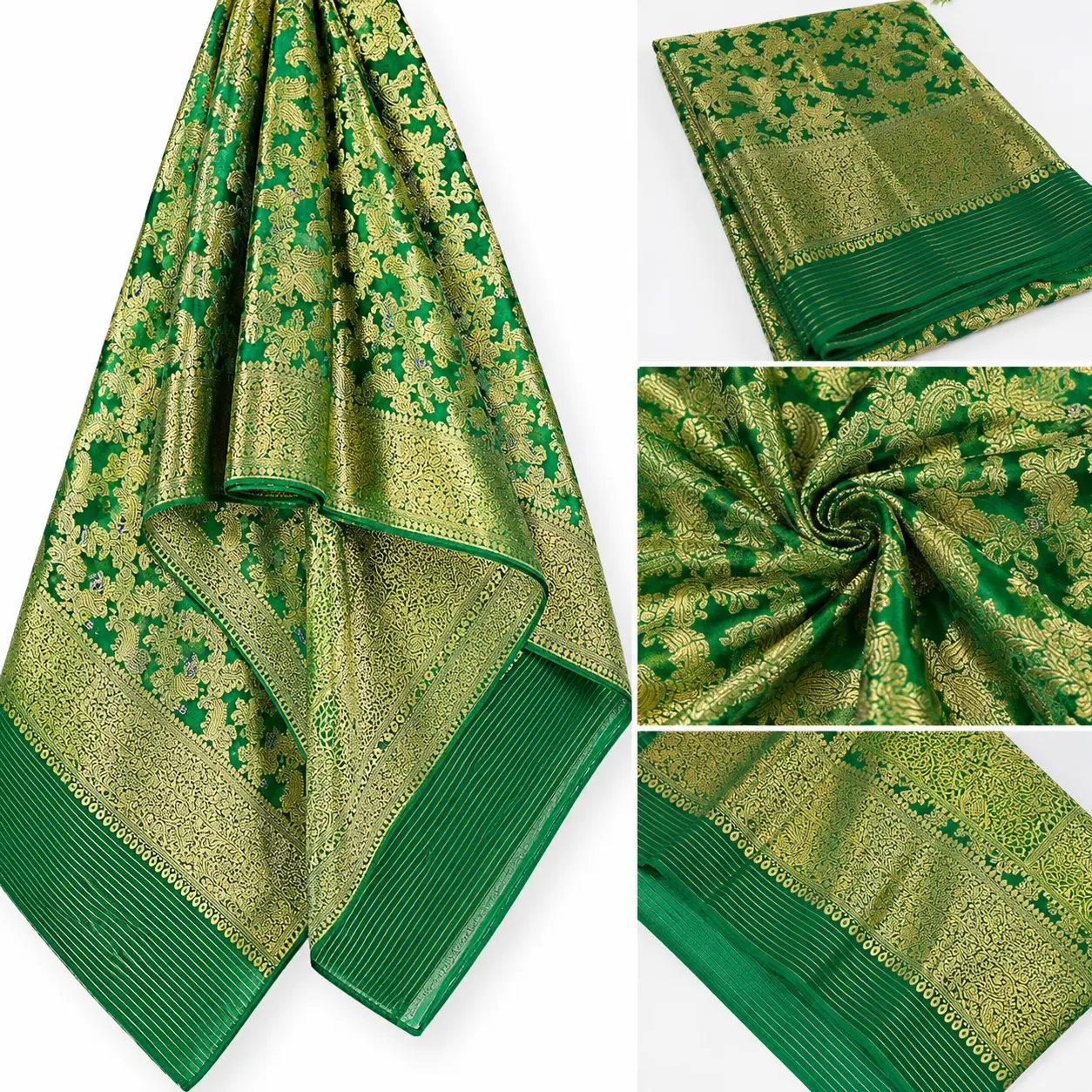 Afghan Banarasi Bridal Shawl for Women | Traditional Wedding Dupatta | Henna Night Dupatta | Afghan Nikah Shawl | Green Gold Banarasi Wrap