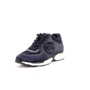 Pre-owned Chanel Women's CC Low-Top Sneakers Leather and Tweed by Rebag