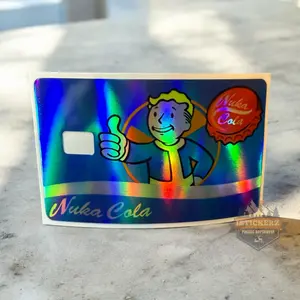 Credit Card Sticker  With Easy Pull Tabs for Transportation Key, Debit, Credit Card Covering Personalizing Bank Card Slim, Vinyl Decal Nuka Cola Holographic Decal
