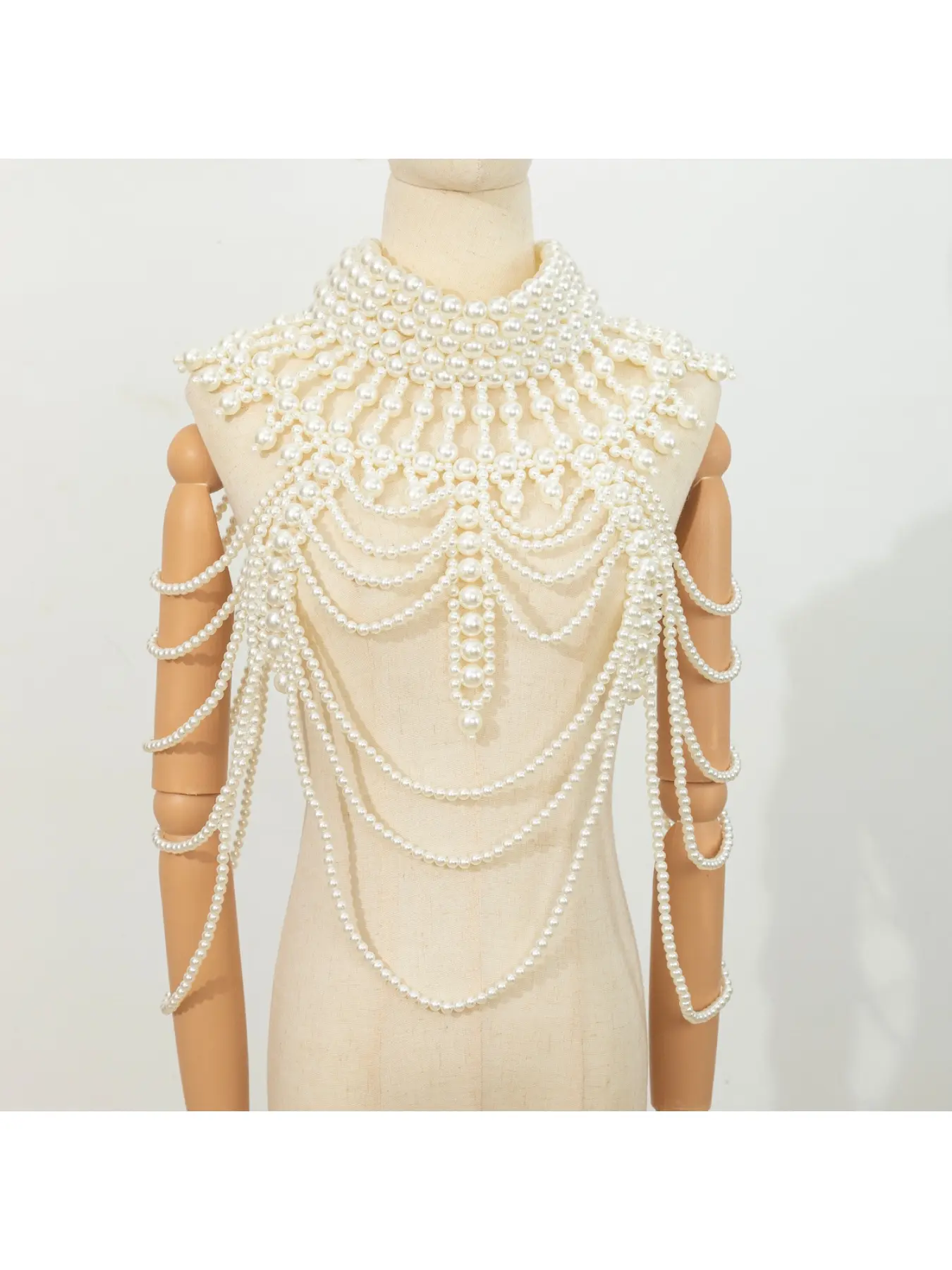 Cross-border hit European and American style slimming sexy exaggerated heavy workmanship hand-made bead multi-layer pearl shawl sexy body chain Chic Body Jewelry Fashion Body Jewelry