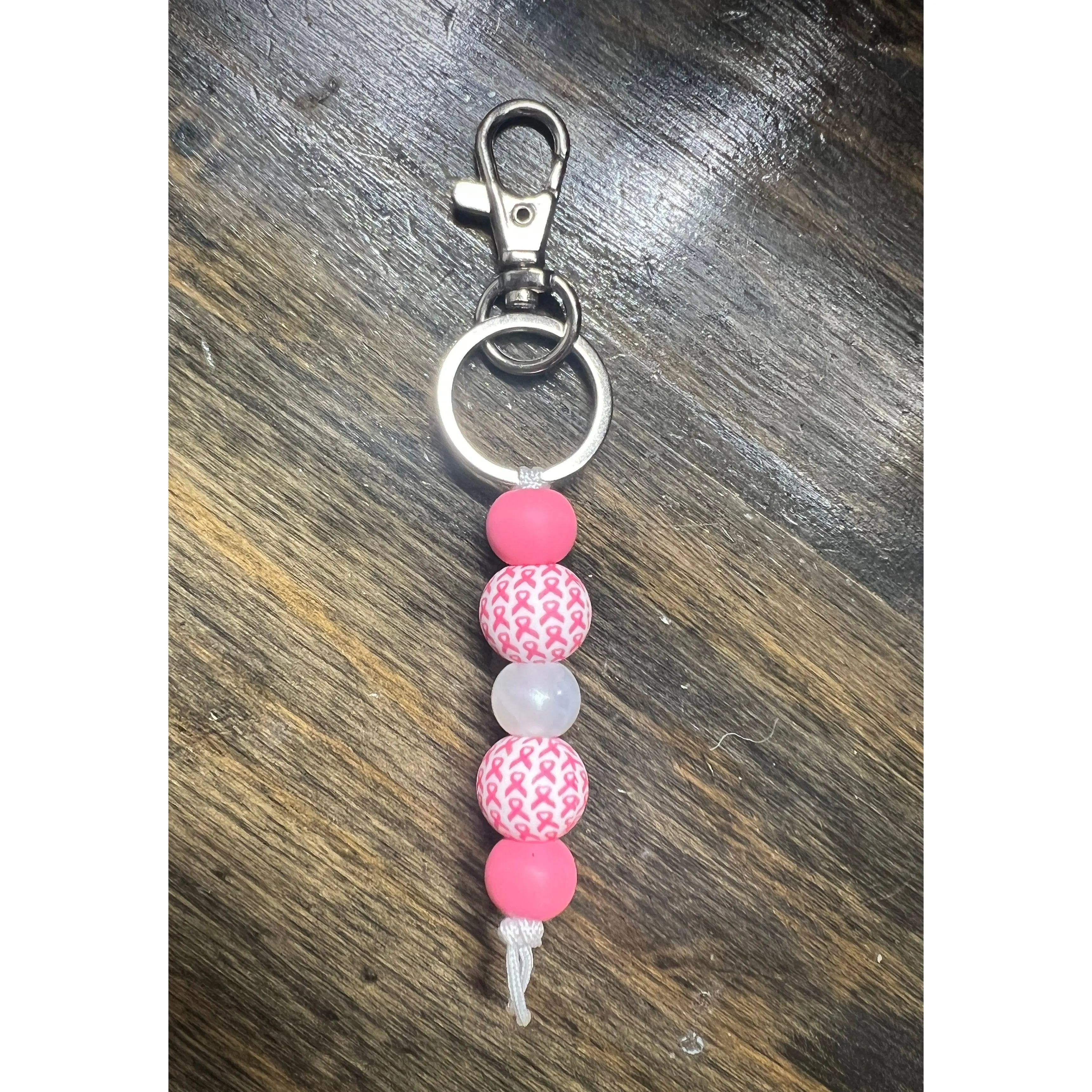 Pink Ribbon Breast Cancer Keychain Dangle