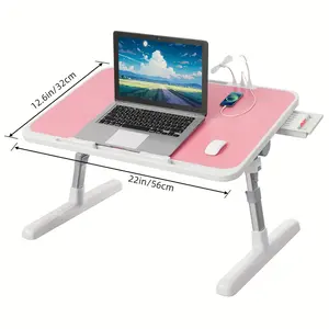 Heavy-Duty Adjustable Laptop Desk made from Reclaimed Wood | Foldable & Portable Bed/Couch Table | Space-Saving Design for Home Office, Dorm & Camping