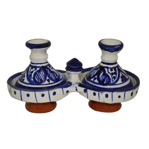 Moroccan Handmade Tagine Double Spice Holder seasoning Container