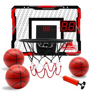 Indoor Mini Basketball Hoop Set for Kids and Adults Electronic Scoreboard with Sound 1 Inflatable Basketball Included Wall Mounted Over the Door Goal for Bedroom Office Play Silicone Ball Set Wall-Mounted
