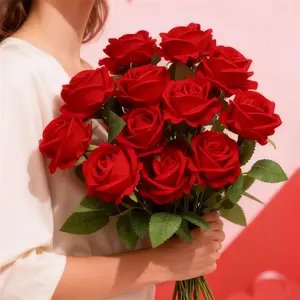 12pcs Artificial Rose Flowers, Artificial Roses Bouquet, Artificial Flower Bouquet, Wedding Decoration, Living Room Arrangement, Christmas Valentine's Day Birthday Party Decorations