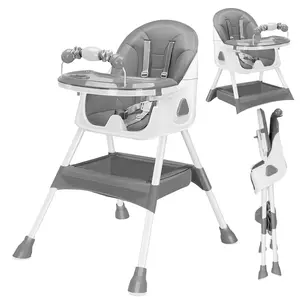 High Chairs for Babies and Toddlers, Toddler Feeding Chair with Double Removable Tray, Convertible High Chairs with 5-Point Safety Harness, Travel Foldable High Chair  set , Easy To Clean Feeding booster seat