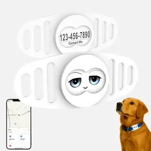 Pet Tracker Tag with Contact Info | Waterproof Silicone Collar Holder for Apple Find My & Android Find My Device | Fits Most Dog & Cat Collars | High Return Rate | No Monthly Fee | Cute Design
