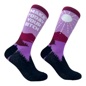 Women's Make Today Your Bitch Socks Funny Offensive Motivational Joke Footwear Funny Graphic Socks Comfortable Fitted Spandex Cotton
