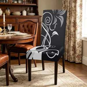 2/4/6PCS Dining Chair Covers, Black and White Abstract Swirl Printed Stretch Chair Covers, Full Wrap Home Dining Chair Covers, Wear-resistant Universal Chair Protectors, Removable & Washable Fabric Chair Slipcovers, Chair Covers for Dining Chairs