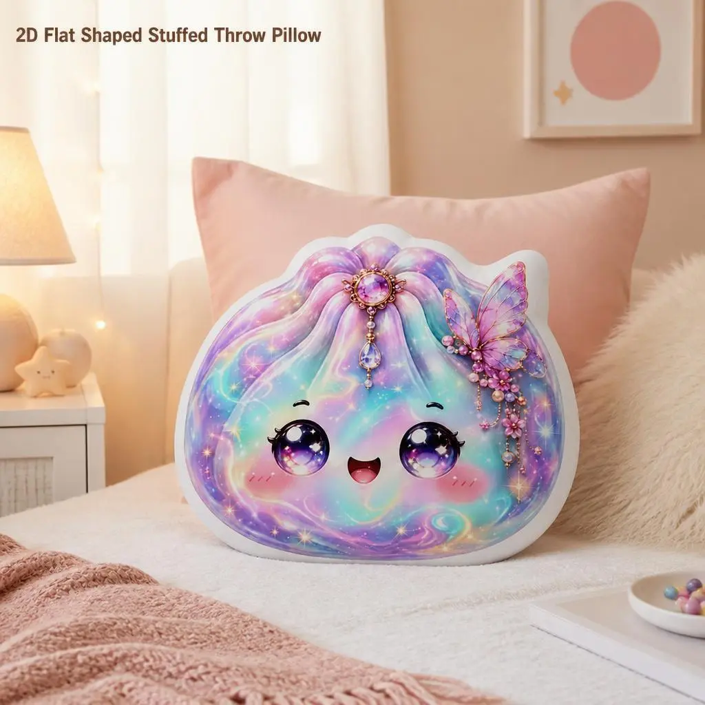 Glitter Dumpling Rainbow Butterfly Fantasy Sparkle Stuffed Throw Pillow Cute Room Decor