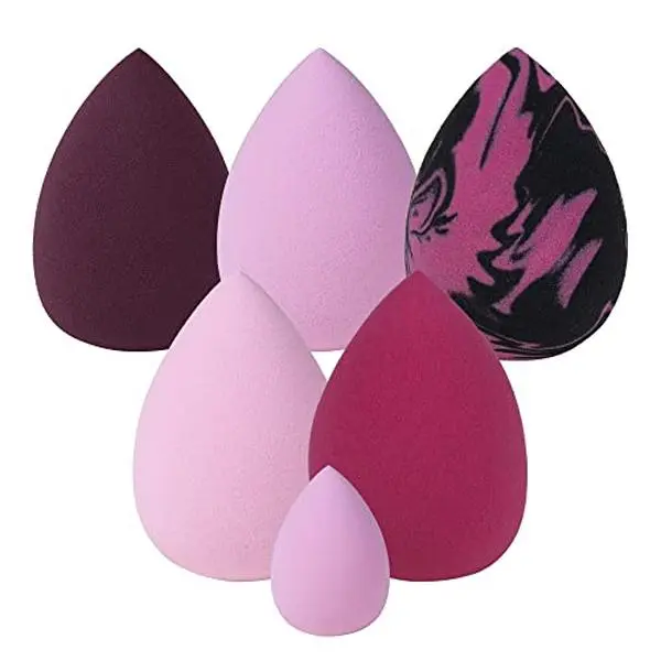 6 PCs Beauty Blenders Sponge, Multi Colored Makeup Sponges, Non Latex Blender Sponge Concealer, Super Soft Mini Powder and Liquid Foundation for Flawless Skin Red, Pink, Purple