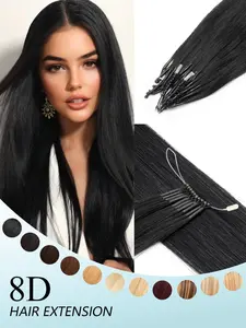 8D Nano Micro Link Human Hair Extensions Invisible No Trace Micro Link Human Hair Extensions, 8D Nano Beads Seamless Straight Hair, Damage-Free Mini Silicon Beads Micro Loop Extensions, Instant Long Hair Lengthening for Women