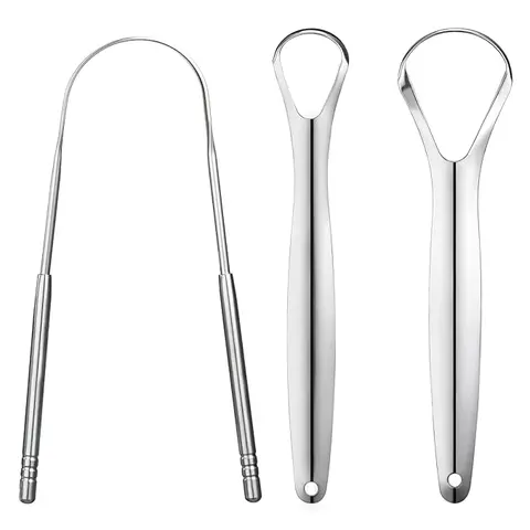 3 PCS Durable Stainless Steel Tongue Scraper Cleaner Set - Compact U-Shaped Reusable Oral Cleansing Tool for Adults, Full-Tongue Clean, Washable, Breath-Freshening 3 Tools for Travel & Daily Personal Care Accessory