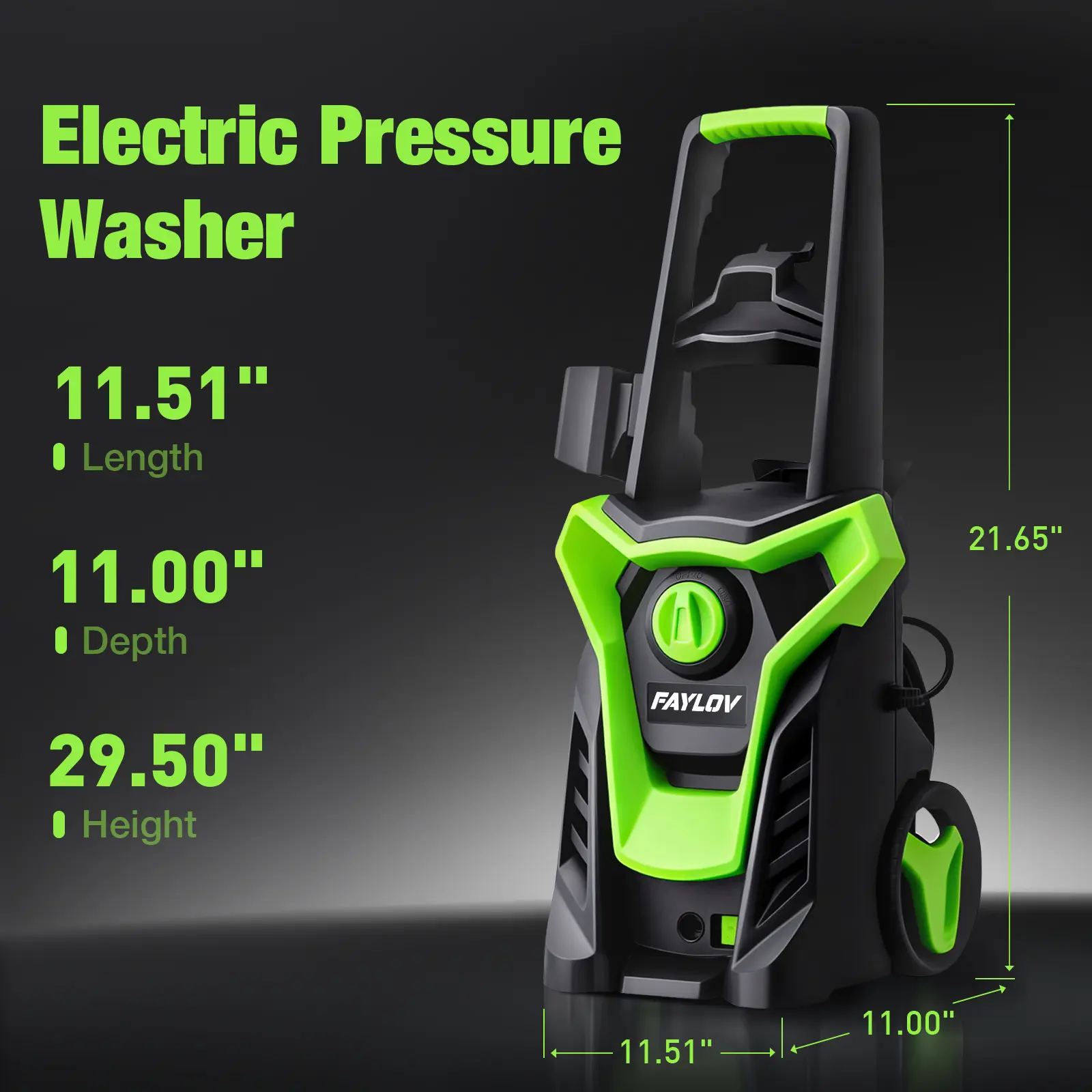 Corded Heavy Duty High Pressure Power Washer, Portable Electric Model with GFCI Safety Plug, No-Bend 360° Nozzle, 5 Spray Modes, 23FT Hose Reel, Soap Bottle for Home & Car Cleaning, High Pressure Washers