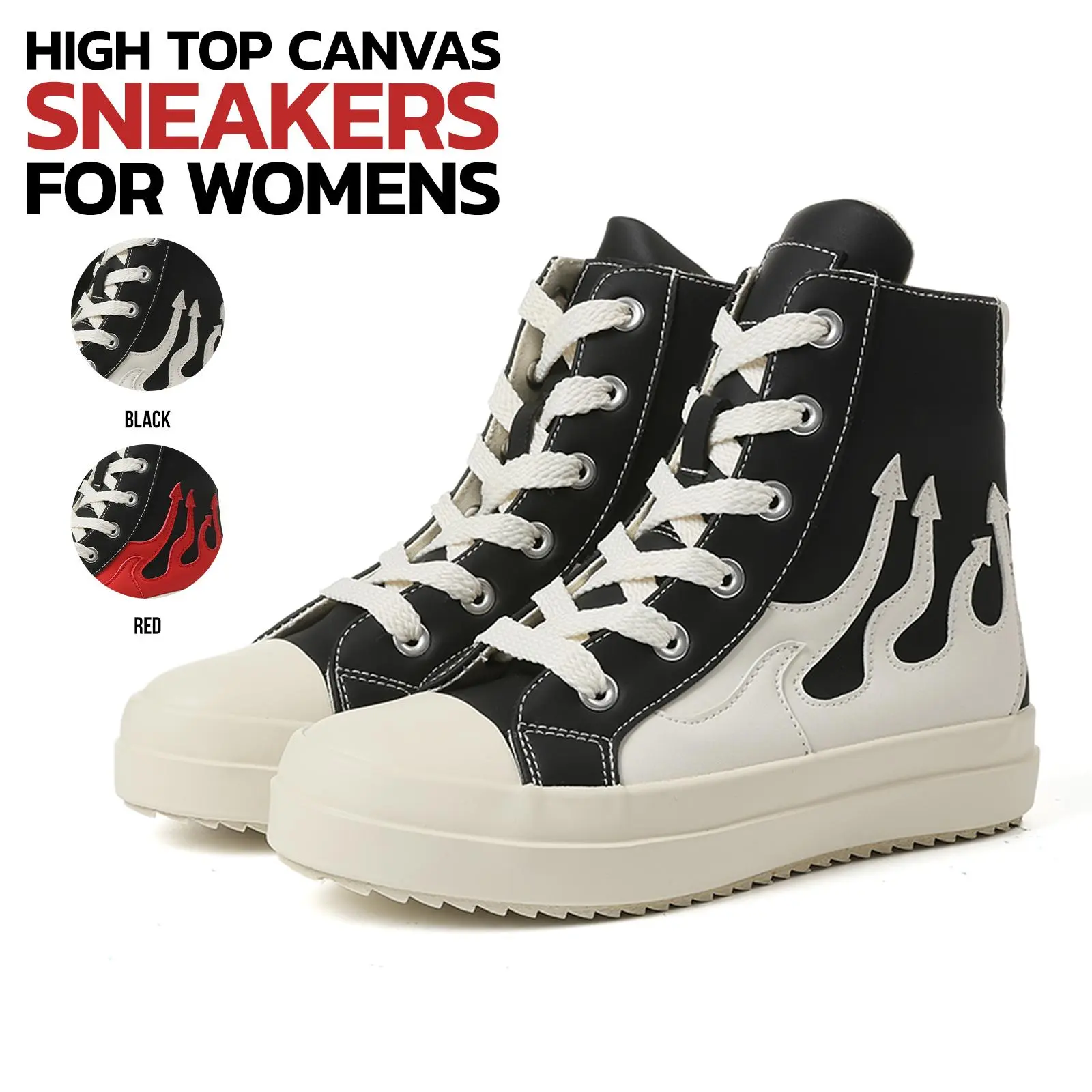 VIMISAOI Platform Sneakers For Women Round Toe Lace Up Casual Sports Walking Concert Trendy Comfortable Modern Canvas High Top Summer Shoes