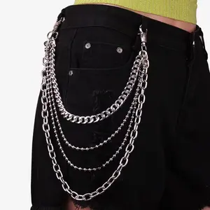1pc Hip Hop Multi Functional Waist Chain, Punk Metal Multi Layer Design, Men's & Women's Pants Chain, Suitable For Daily Wearing & Fashion Matching, Summer School Fall Autumn Halloween Essential