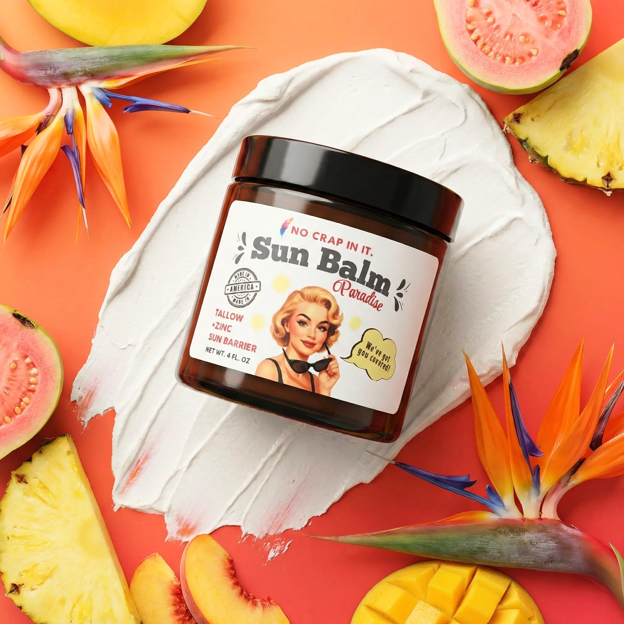 Tallow Sun Balm | Mineral Zinc Sun Barrier | Non-Nano Zinc Oxide - 4oz