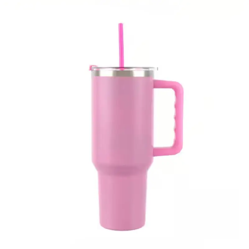 40oz Custom Tumbler with Handle & Straw
