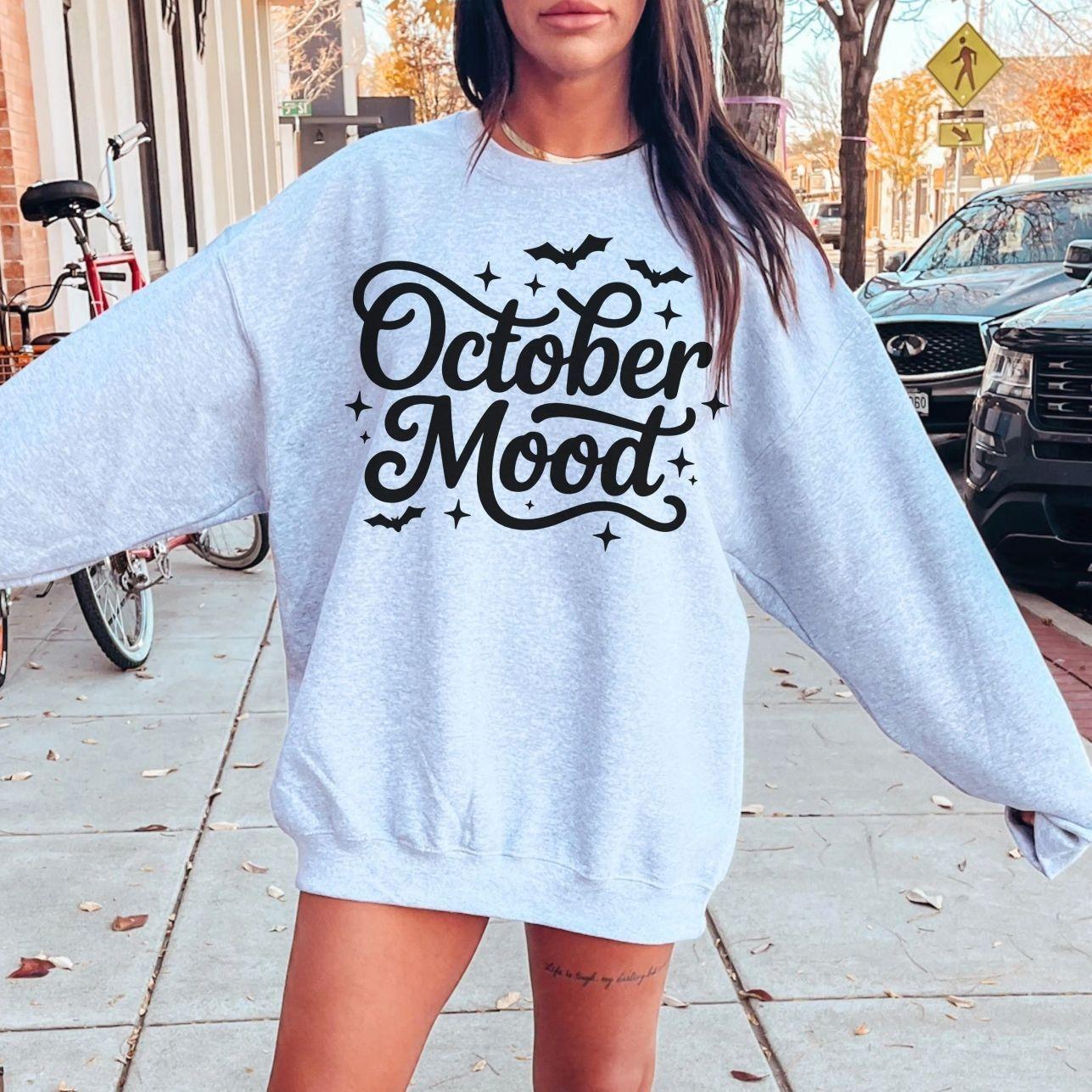 Spooky Vibes Sweatshirt, Spooky Season October Mood Crewneck, Trendy Halloween Sweatshirt for Women, Cute Fall Ghost Season Pullover, Cozy Sweater Weather Jumper, Aesthetic Autumn Season Outfit, Spooky Season Halloween Gift for Women and Men
