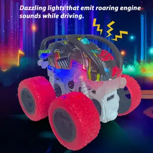Graffiti off-road stunt trucks with vibrant LED lights! Inertia-powered, engine roars while racing. 360° flips, upright walking stunts. Unique doodle designs on each. Kids cheer wildly nailing flips—perfect Christmas gift for kids monster truck toys cars