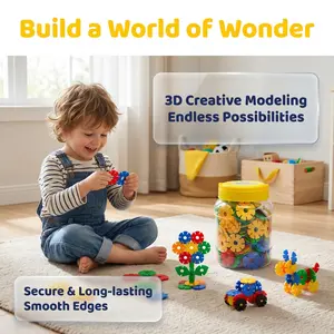 120/300 Piece Interlocking Snowflake Building Blocks, Creative Building Set, Unisex Early Education Toy, Solid Plastic, Building Block Assembly, DIY Fun for Kids Aged 3+