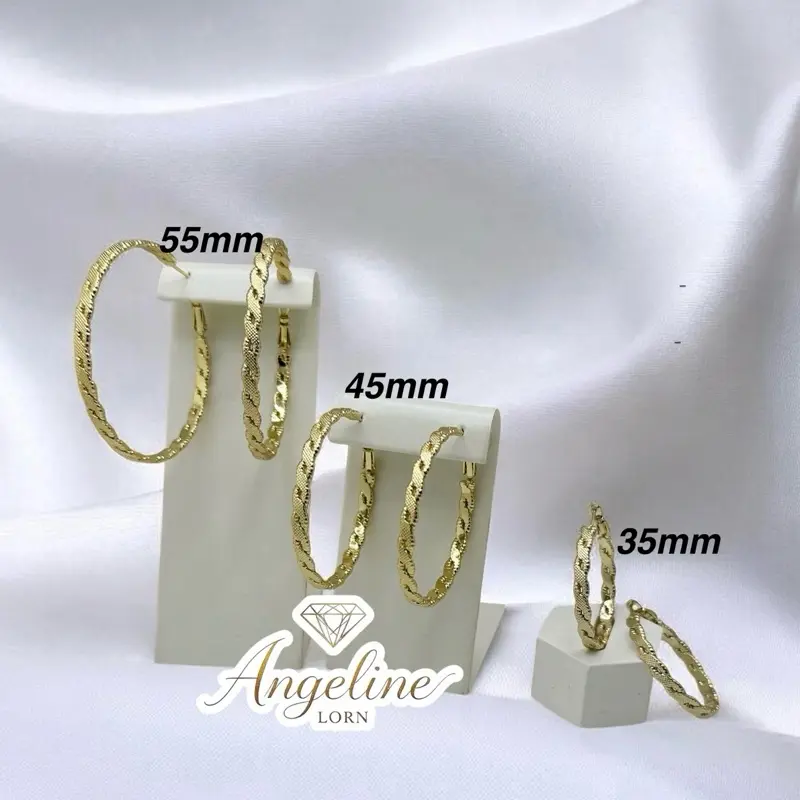 Angeline Lorn #1432 Hoop Infinity 14k Laminated 3 Capas Oro Real 14k Stainless Steel Water Resistant Daily Use Jewelry