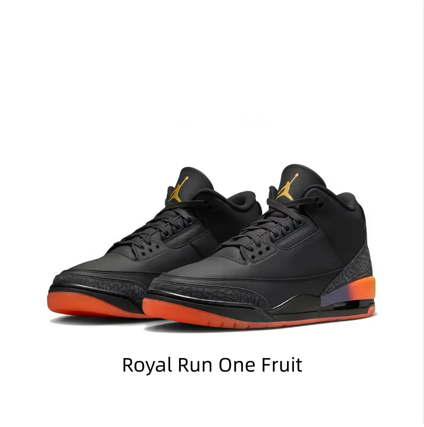 Men Women All-Black Mid-Top Casual Sneakers Metallic Gold Tongue Emblem Vibrant Orange Gradient Outsole Textured Cracked Side Panel Dark Street Lifestyle Footwear