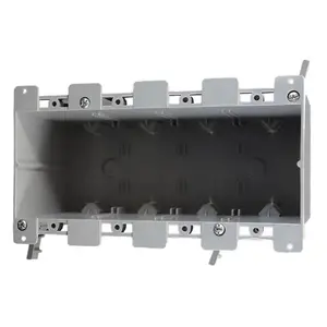 212 MAIN Cantex 3012631 68 cu. in. Old Work 4-Gang Rectangle PVC Outlet Box, Gray, Power Outlet Panel