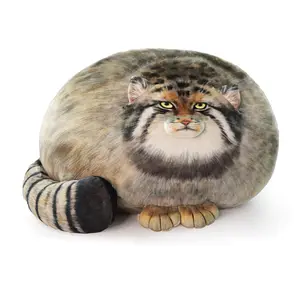 Manul Cat Plush Pillow, Super Soft Cute Pallas's Cat Stuffed Animal Doll, Huggable Comfort Cushion for Bed, Sofa, Car and Home Decor