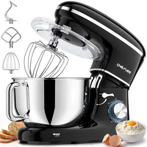 Cheflee 660W Electric Kitchen Stand Food Mixer, 6+P Speeds, 6.5QT Stainless Steel Bowl, Includes Dough Hook, Wire Whip, Beater, Ideal for Home Cooks