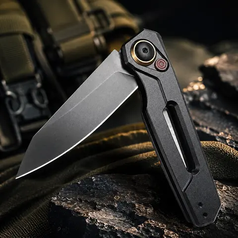 Lightweight Compact Folding Pocket Knife - CPM154 Reverse Tanto Blade, Aluminum Handle, Pocket Clip, EDC Gear, EDC Survival Tool, Camping Knives, Outdoor Survival Supplies, Portable Multipurpose Tool for Camping Hiking