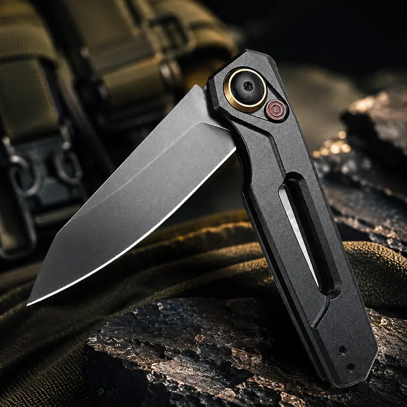 Lightweight Compact Folding Pocket Knife - CPM154 Reverse Tanto Blade, Aluminum Handle, Pocket Clip, EDC Gear, EDC Survival Tool, Camping Knives, Outdoor Survival Supplies, Portable Multipurpose Tool for Camping Hiking