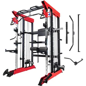 Garvee Power Cage with Smith Machine & Cable Crossover, 3600 LBS Capacity Power Rack for Home Gym, Includes Weight Storage & Dip Bars