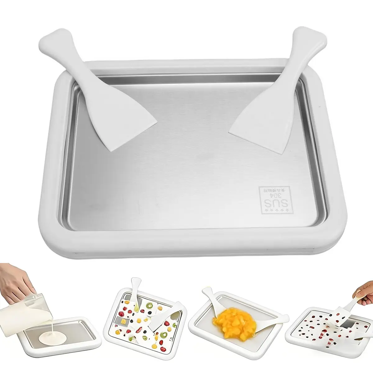 2026 New At-Home Ice Cream Maker Machine Kit - Stainless Steel Instant Freeze Plate, DIY Sorbet/Frozen Yogurt Tool, Fun Family Kitchen Activity Gadget