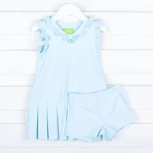 Light Blue Ruffle Tennis Dress - Sporty Girls Performance Fit