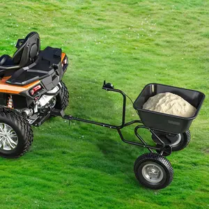 YINTATECH Tow Behind Lawn & Garden Broadcast Spreader for Seed Holds up to 130 lbs with 13" Pneumatic Tires and Adjustable Flow Control Lever,for Fertilizer, Grass Seed, Salt, Ice Melt, Lawn