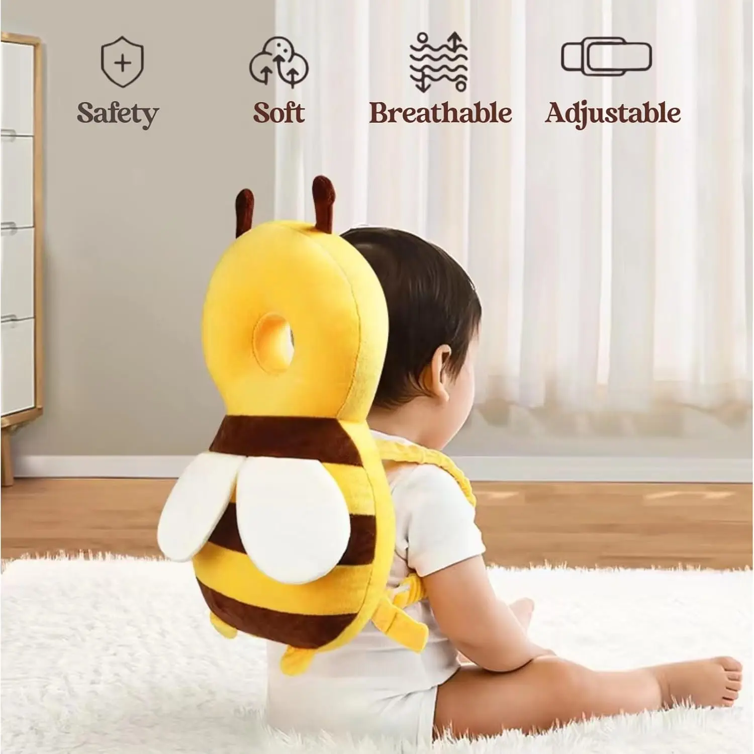 head protector for babyToddler Baby Head Protection Backpack with Baby Knee Pads Alarm Function for Walking & Crawling, Soft, Breathable and Wearing Safety Baby Head Protector year old pink butterfly baby head protector helmet newborn lounger cover