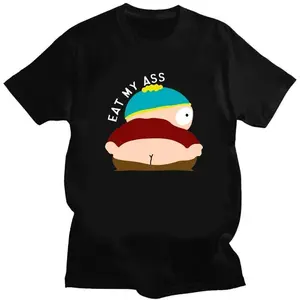 heavyweight Summer Cartoon Eat My Ass Printed T-shirt S-SouthPark Anime Men Vintage Humor T Shirt Women Kawaii Comics Clothes