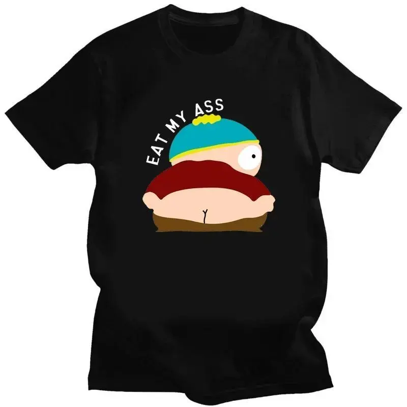 100% Cotton,Summer Cartoon Eat My Ass Printed T-shirt S-SouthPark Anime Men Vintage Humor T Shirt Women Kawaii Comics Clothes