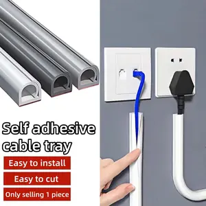 1 Roll 300 Cm/118.11inch Self-Adhesive PVC Cable Management Tube，Self-Adhesive Cable Protector，Invisible Decoration for Household Use